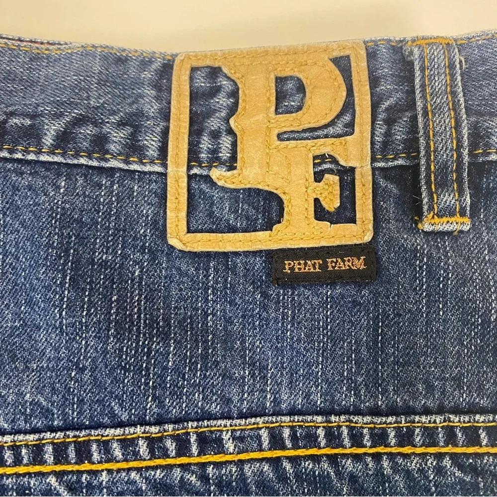 Phat Farm Men's Wide Leg‎ Embroidered Streetwear Hip Hop Grunge Jeans Size 44x33